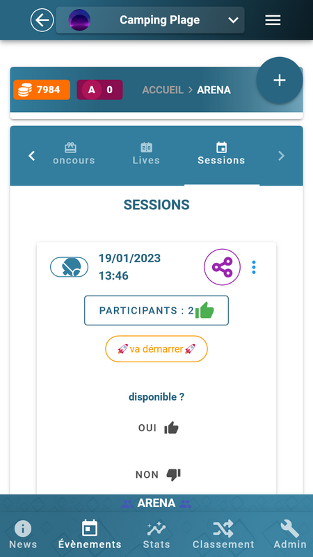 illustrationd du service de mise en relation, création d'une session de pingpong (tennis de table) avec 2 participants.
